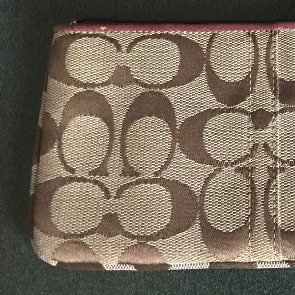 Coach Khaki/Purple Canvas Leather Suede Wristlet - Picture 14 of 16